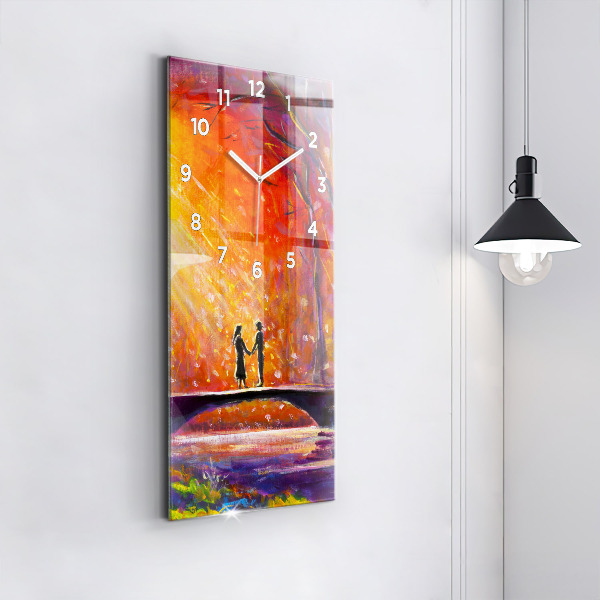 Modern vertical wall clock Couple in the forest