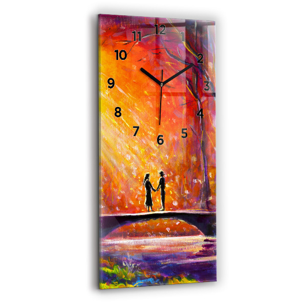 Modern vertical wall clock Couple in the forest
