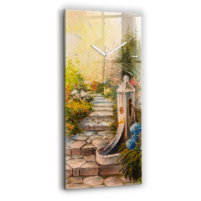 Modern vertical wall clock Oil composition in the forest