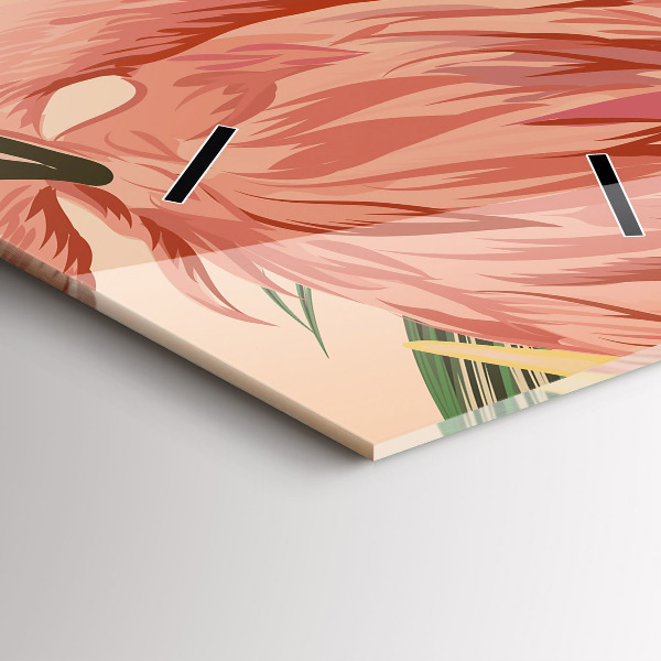 Modern vertical wall clock Tropical palm leaves