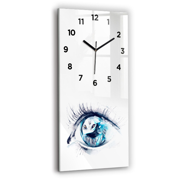 Modern vertical wall clock Wolf Eye Illustration