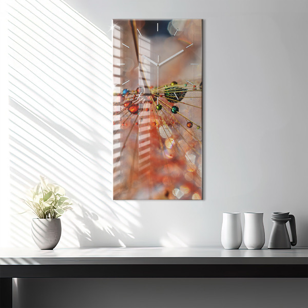 Modern vertical wall clock Dandelion with dew