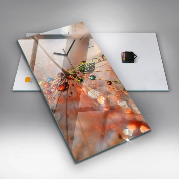 Modern vertical wall clock Dandelion with dew