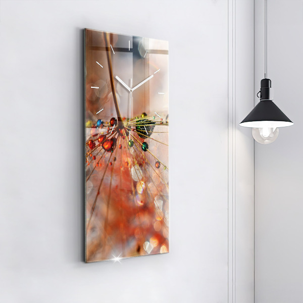 Modern vertical wall clock Dandelion with dew