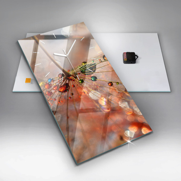 Modern vertical wall clock Dandelion with dew