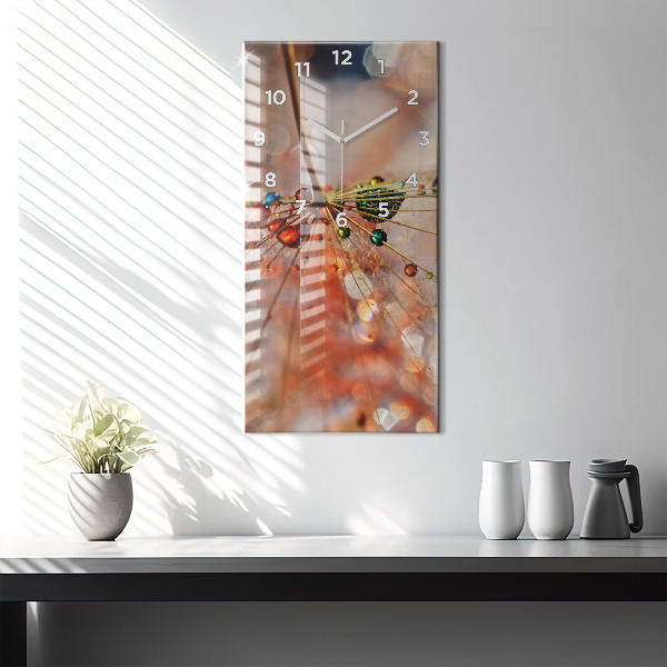 Modern vertical wall clock Dandelion with dew