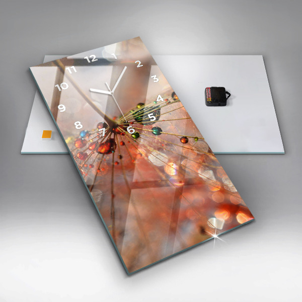 Modern vertical wall clock Dandelion with dew