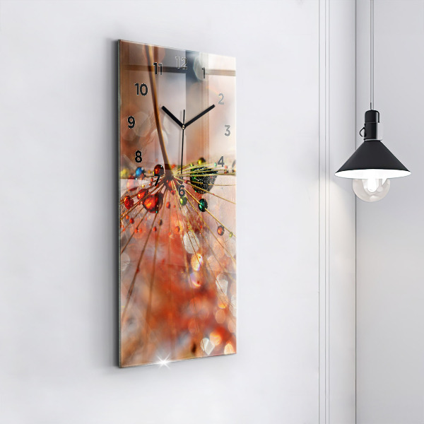 Modern vertical wall clock Dandelion with dew