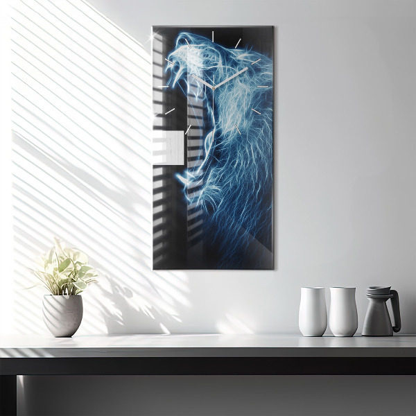 Modern vertical wall clock Wild lion