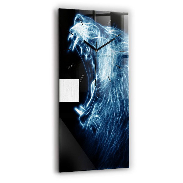 Modern vertical wall clock Wild lion