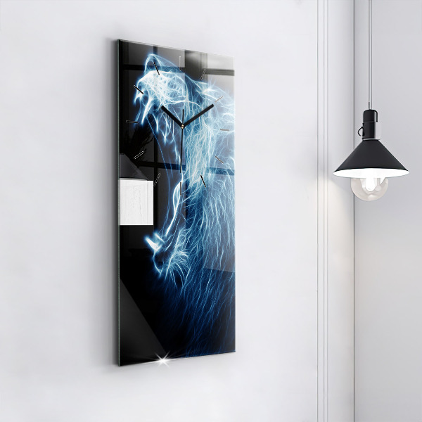 Modern vertical wall clock Wild lion