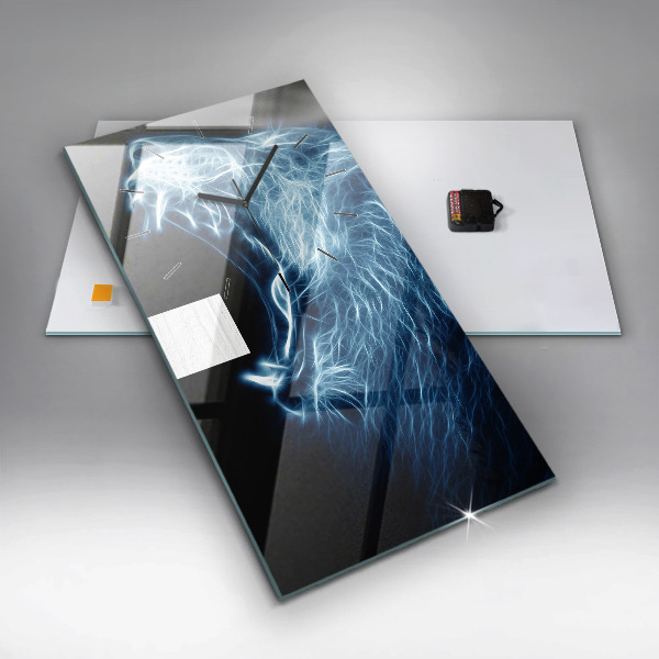 Modern vertical wall clock Wild lion