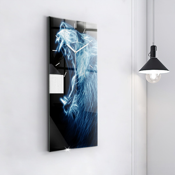 Modern vertical wall clock Wild lion