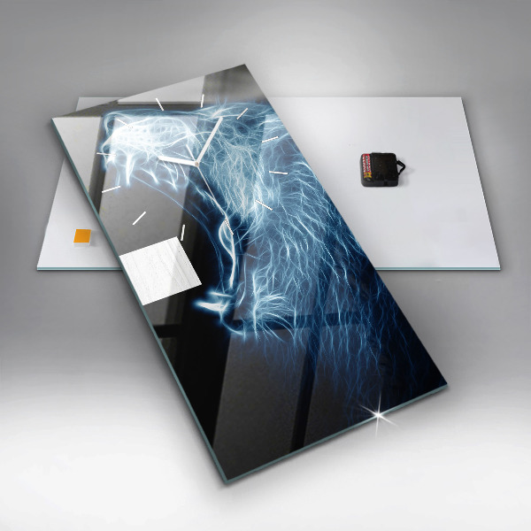 Modern vertical wall clock Wild lion