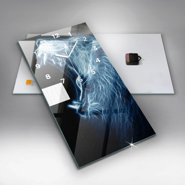 Modern vertical wall clock Wild lion