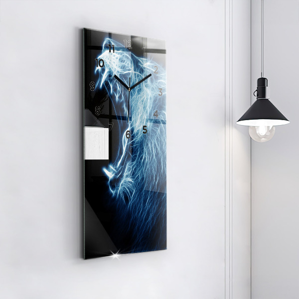 Modern vertical wall clock Wild lion