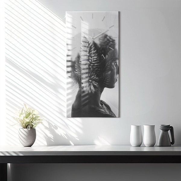 Modern vertical wall clock Portrait of a woman
