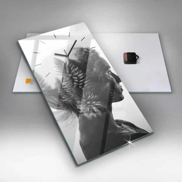 Modern vertical wall clock Portrait of a woman