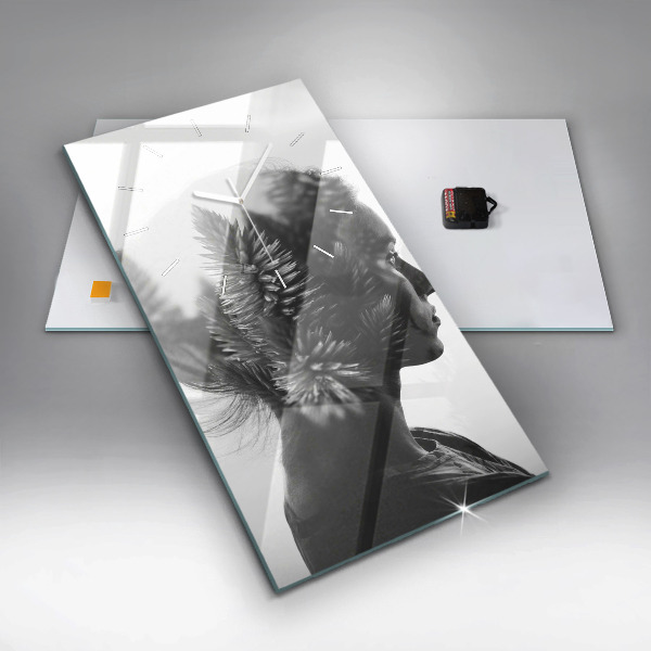 Modern vertical wall clock Portrait of a woman