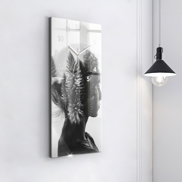 Modern vertical wall clock Portrait of a woman