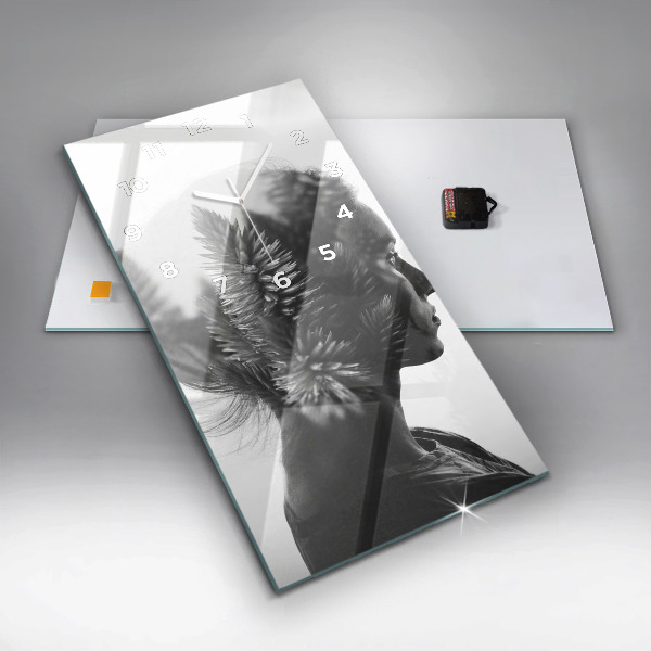 Modern vertical wall clock Portrait of a woman