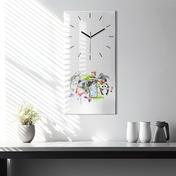 Modern vertical wall clock Zoologist