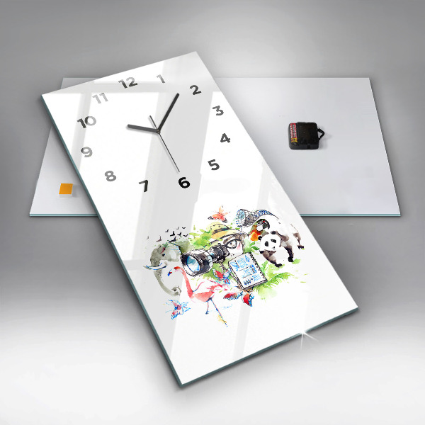 Modern vertical wall clock Zoologist