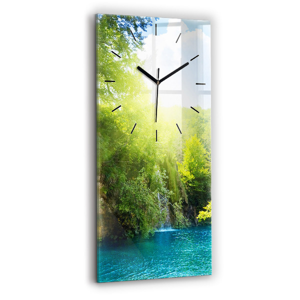 Modern vertical wall clock Lagoon Landscape