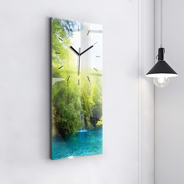 Modern vertical wall clock Lagoon Landscape