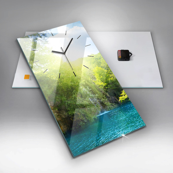 Modern vertical wall clock Lagoon Landscape