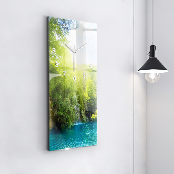Modern vertical wall clock Lagoon Landscape