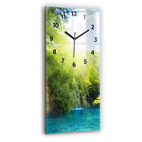Modern vertical wall clock Lagoon Landscape