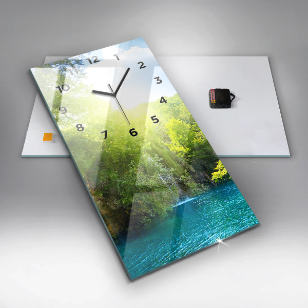 Modern vertical wall clock Lagoon Landscape