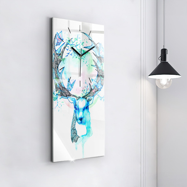Modern vertical wall clock Deer illustration