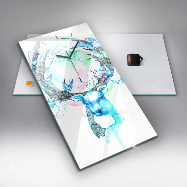 Modern vertical wall clock Deer illustration