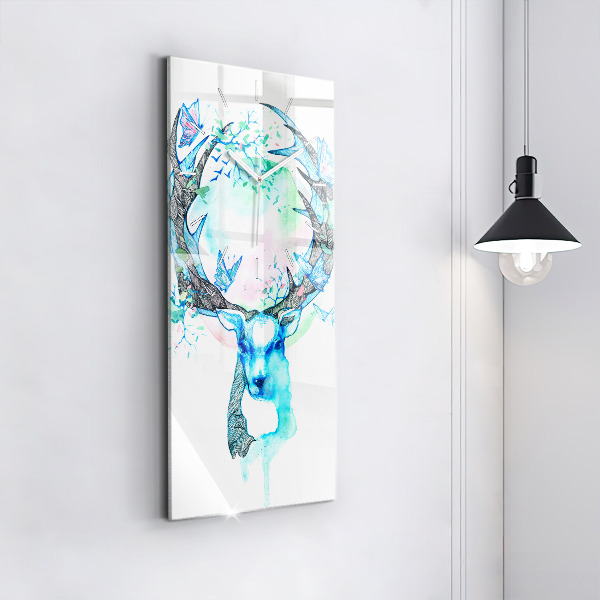Modern vertical wall clock Deer illustration