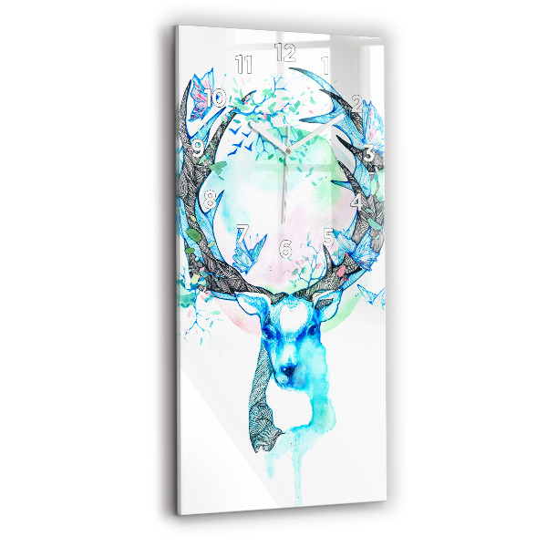 Modern vertical wall clock Deer illustration