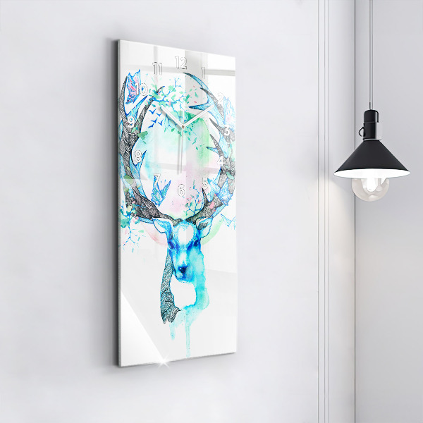 Modern vertical wall clock Deer illustration