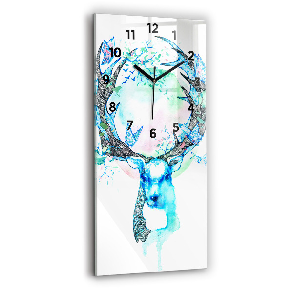 Modern vertical wall clock Deer illustration