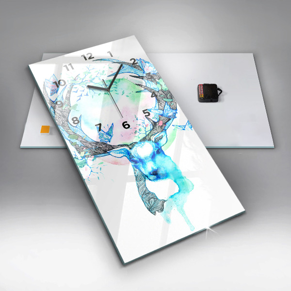 Modern vertical wall clock Deer illustration