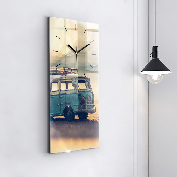 Modern vertical wall clock Camper on the beach