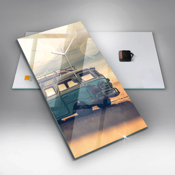 Modern vertical wall clock Camper on the beach