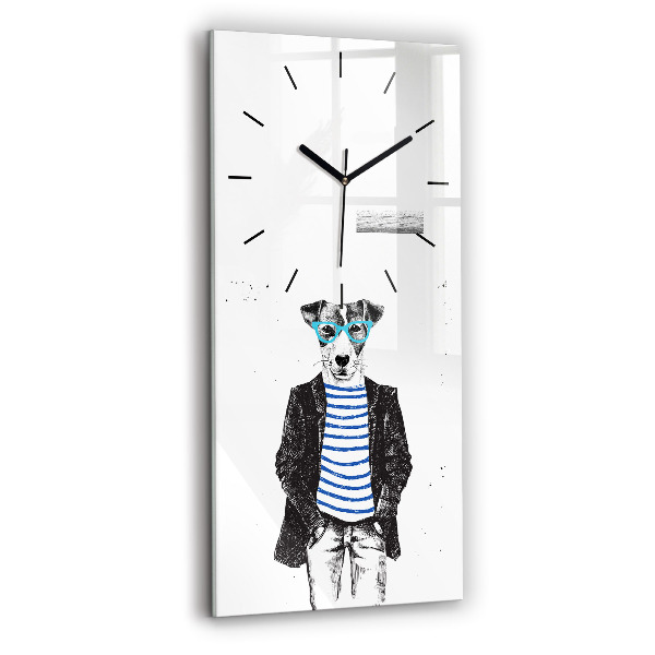 Modern vertical wall clock A dog in a human body