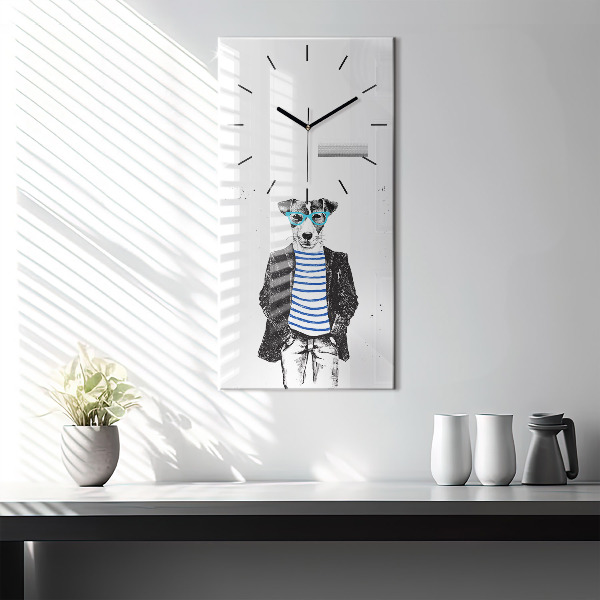 Modern vertical wall clock A dog in a human body