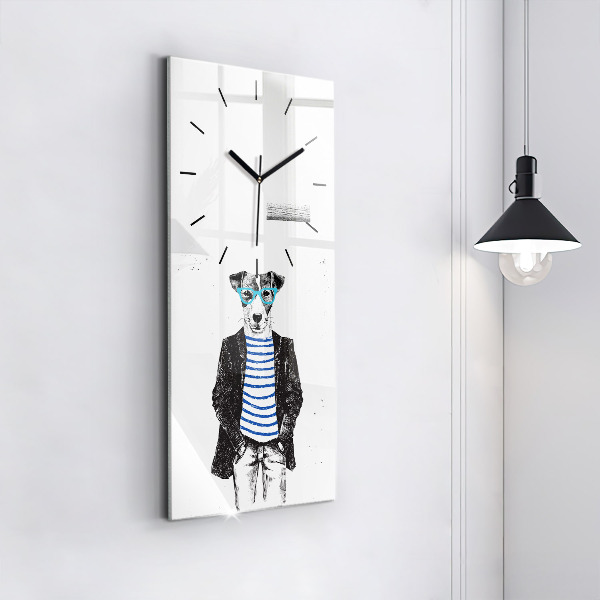Modern vertical wall clock A dog in a human body