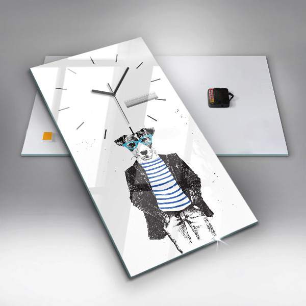 Modern vertical wall clock A dog in a human body