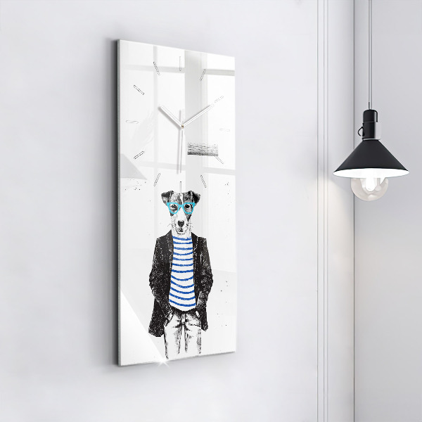 Modern vertical wall clock A dog in a human body
