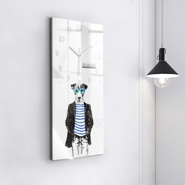 Modern vertical wall clock A dog in a human body