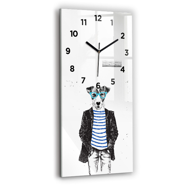 Modern vertical wall clock A dog in a human body