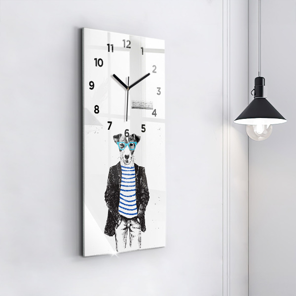 Modern vertical wall clock A dog in a human body